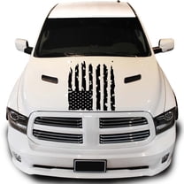 Distressed American USA US Flag Hood Vinyl Decal fits Most Pickup Trucks SUV Jeep Sedan EUA Flag Graphic Car Sticker (23" x 36", Black)