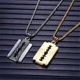 thumbnail image 6 of Punk Razor Blade Pendants Necklaces 14K White Gold Chain Barber Shop Necklace for Men Jewelry, 6 of 7