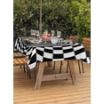 thumbnail image 4 of 54x80 Inch Outdoor Tablecloth with Umbrella Hole Zipper Rectangle 3D Optical Illusion Rectangular Tablecloths Outside Waterproof Black White Checkered Plaid Visual Trap Patio Table Cover for Picnic, 4 of 8