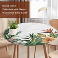 thumbnail image 3 of Green Tropical Leaves Round Tablecloth 36-44 Inch Round Fitted Table Cloth with Elastic Edge, Vintage Floral Summer Waterproof Table Cover Protector for Outdoor Picnic Party Dining, 3 of 6
