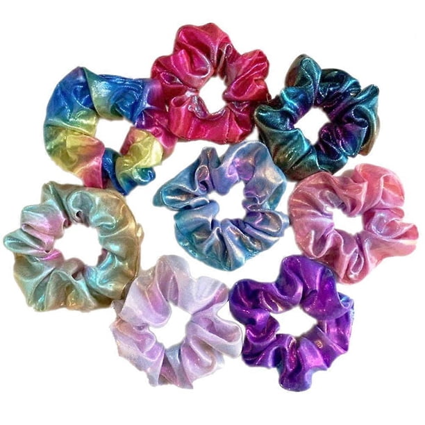 Adorable Elastic Hair Ties Bicolors Keep Hair in Place Any Occasions 8Pcs Blue Brown Yellow Green Purple Rose Color