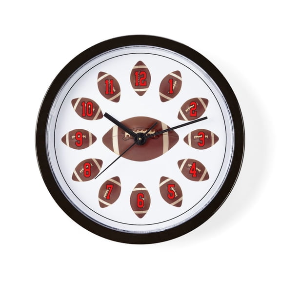 CafePress - Football - 10" Quartz Analog Battery-Powered Modern Wall Clock, Unique