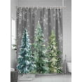 thumbnail image 5 of Green Christmas Tree Shower Curtain Set ，Waterproof Fabric Shower Curtains Xmas Pine Trees Winter Snowflakes Grey Shower Curtains for Bathroom,Bathroom Decor 54x"78", 5 of 6