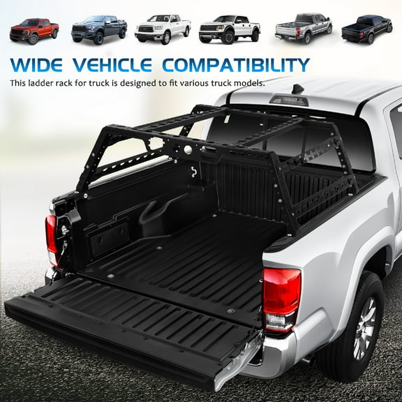 LEDMOMO 1Set Adjustable Black Truck Rack Heavy Duty Cargo Carrier with Multiple Mounting Options