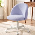 thumbnail image 4 of CELTOSS Home Office Desk Chair, Cute Teddy Fabric Swivel Vanity Stool, Mid Back Adjustable Armless Task Chair with Wheels, Purple, 4 of 13