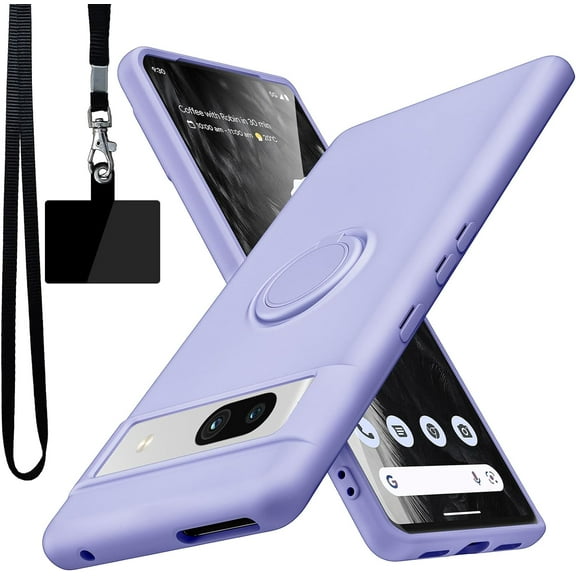 for Google Pixel 7A Case,Built-in 360° Rotatable Ring Holder|Anti-Scratch Soft Microfiber Lining|Support Car Mount|Google Pixel 7A Phone Case Cover for Girls Women Purple 10-pixel7a-03
