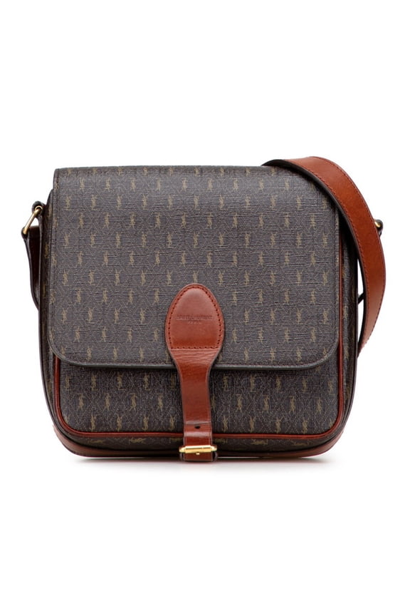 Pre-Owned Saint Laurent YSL Monogram Shoulder Bag 668582 Brown PVC Leather Women's SAINT LAURENT