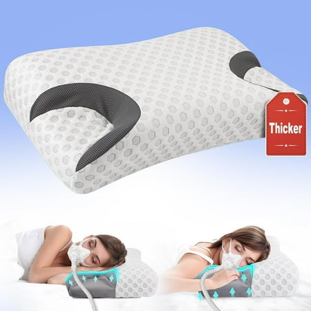 CPAP Pillow for Side Sleeper, Sleep Apnea Pillow for Sleeping, CPAP Nasal Pillows Suit for All CPAP Masks User, Cervical Memory Foam Neck Support Pillow Relief Neck Pain for Side Back Sleepers