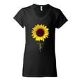 thumbnail image 2 of Sunflower Christian Faith Cross Inspirational/Christian Women's Standard V-Neck Tee, Black, Small, 2 of 3