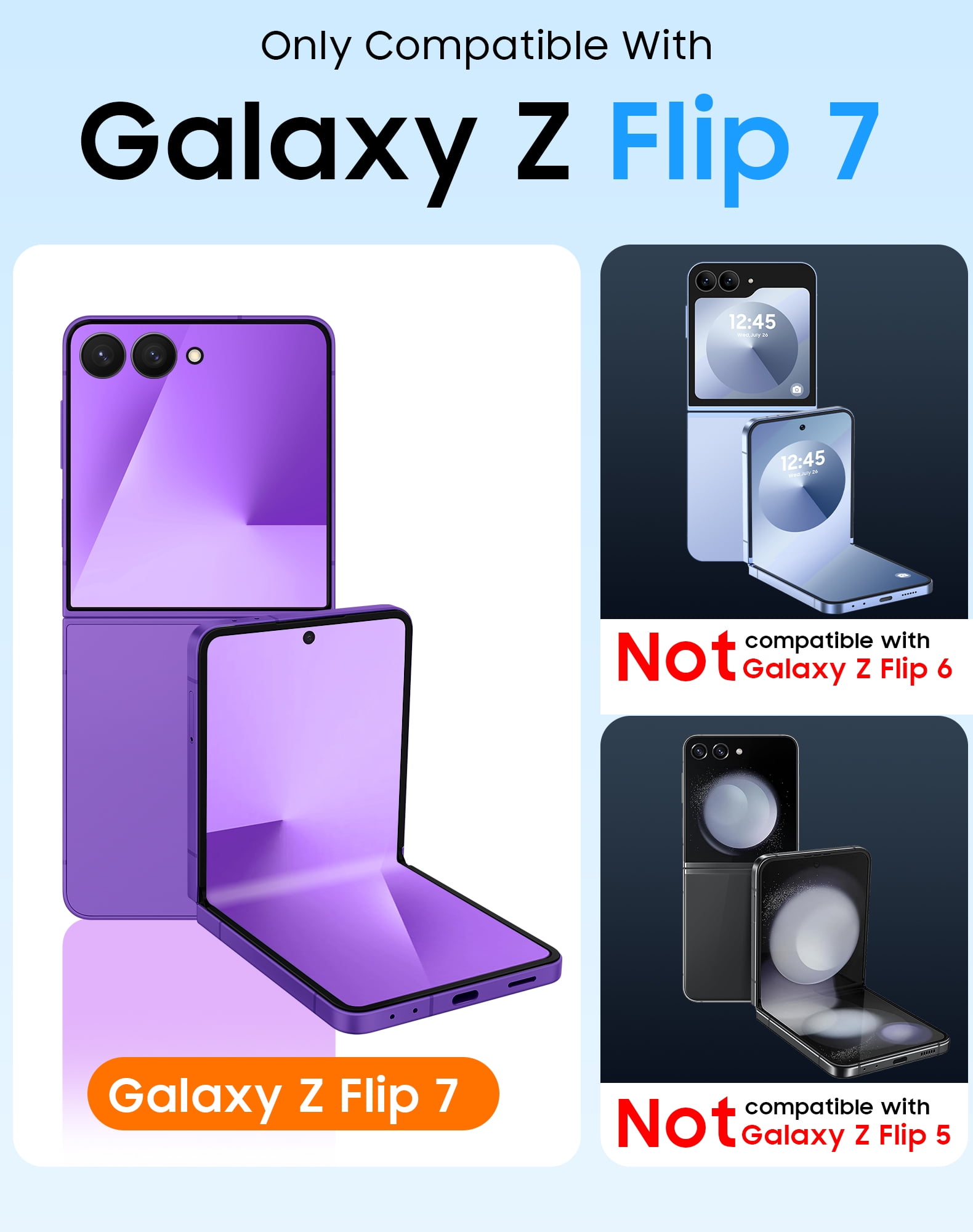 Oupeigar for Samsung Galaxy Z Flip 7 Phone Case,Compatible with MagSafe,Screen Protector,Anti-Fingerprint Translucent Matte Shockproof Case-Purple