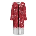 thumbnail image 3 of Yuyamidu Ladies Christmas Robes with Zipper Front Bathrobe Snowflake Long Sleeve Pajama House Coat Music Note Long Sleeves Crewneck Sleep Dress Size M, Red, 3 of 7