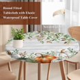 thumbnail image 4 of Thanksgiving Round Tablecloth, Fitted Table Cover with Elastic for 45"-54" Round Tables, Green White Orange Pumpkin Autumn Eucalyptus Table Cloth Outdoor Indoor Dinning Party Waterproof Tablecloths, 4 of 7