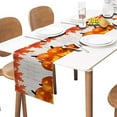 thumbnail image 3 of Fall Table Runner Maple Leaves Table Runner Autumn Pumpkin with Yellow Leaves on a Wood Pumpkin Table Runner 13X108 Inch Farmhouse Table Runner for Kitchen Dining Room Living Room Bedroom, 3 of 4