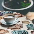 thumbnail image 3 of Ambesonne Seashells Fitted Round Tablecloth, Beachy Aura Starfish Art, 40"- 44" Diameter, Eggshell Pale Blue Peach, 3 of 5