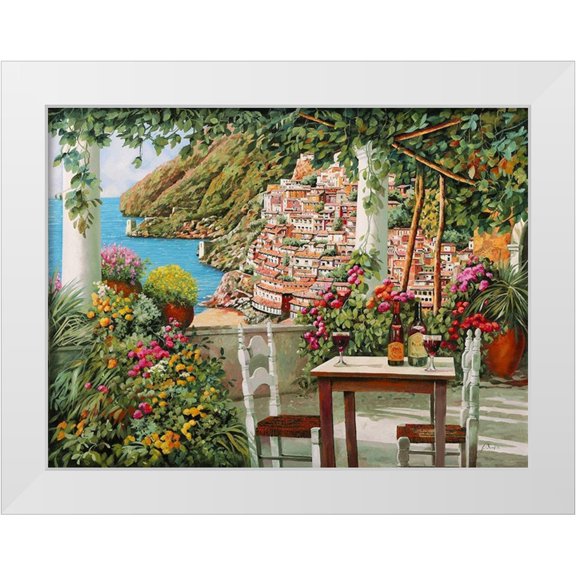 Borelli, Guido 14x12 White Modern Wood Framed Museum Art Print Titled - Positano dalla terrazza