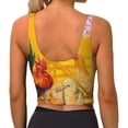 thumbnail image 3 of Vsdgher The Chicken Family Print Women Sleeveless Athletic Tank Top Built-in Bra Camisole Sports Vest for Yoga Running Fitness Exercise with Removable Pads, 3 of 8