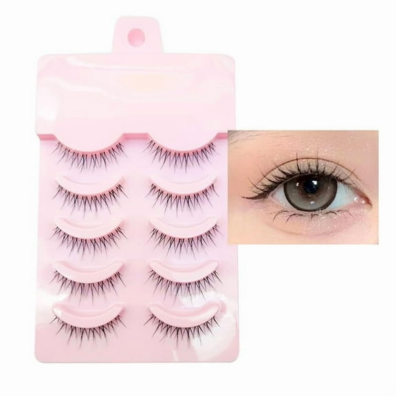 Anime Lashes Korean Japanese Look Like Asian Natural Look False Eyelashes Manga Lashes Mink Wispy Fluffy Spiky 3D Volume Eyelashes Pack Cosplay Fake Eyelashes Individual Cluster 5 Pairs