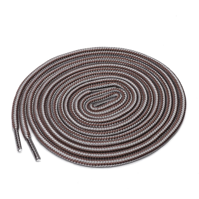 INSPIRE CHIC Unisex Round Rope Dual Colored Striped 1/5 Thick Boot Shoelace 150cm / 59.05" Light Gray Brown