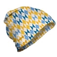 thumbnail image 1 of Abstract Unisex Beanie, Blue and Orange Shapes, Hiking Outdoors, Ivory Pale Orange Blue, by Ambesonne, 1 of 1