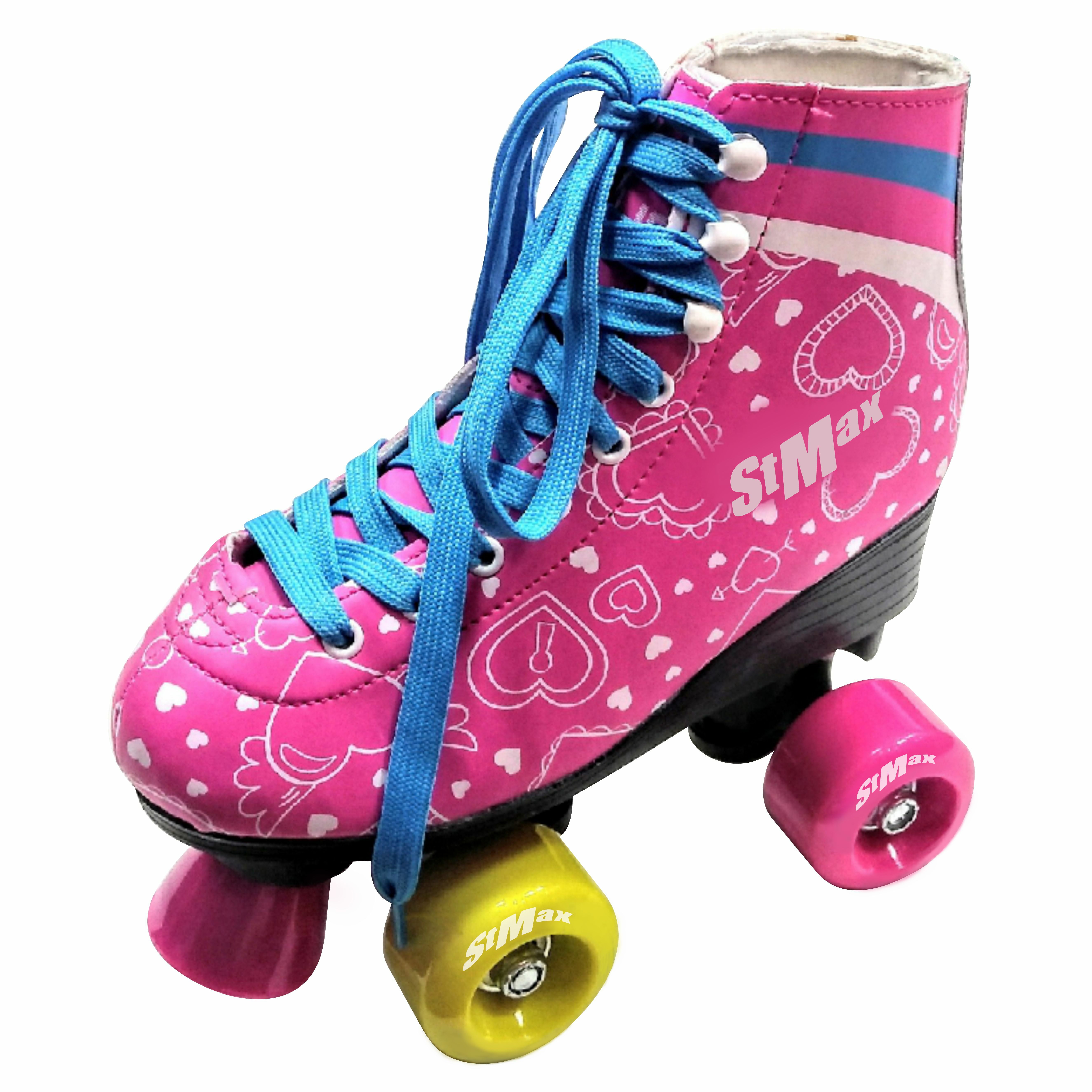 Quad Roller Skates for Girls and Women Size 8.5 Women White and pink Heart Derby 