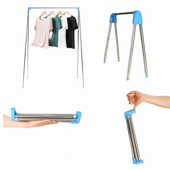 Portable Travel Garment Rack, Stainless Steel Foldable Mini Drying Clothes Rack for Travel, Camping, Hotel Room, Laundry