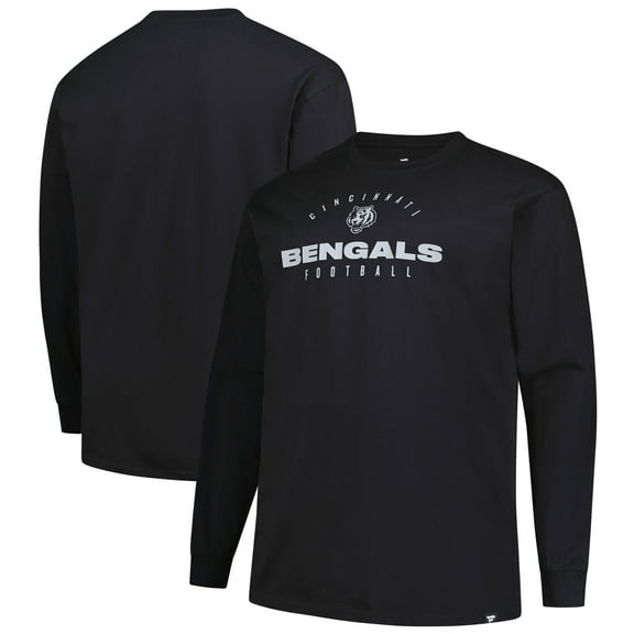 Men's Fanatics Black Cincinnati Bengals Big & Tall Coverage Scheme Long Sleeve T-Shirt