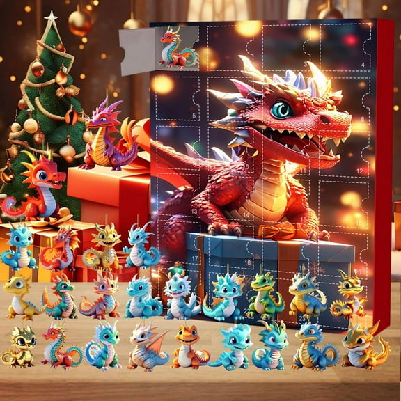 Taicans 24 Days of Dragon Surprises Advent Calendar - Collect 24 Adorable Dragon Figurines - Perfect for Kids' Holiday Countdown & Christmas Gift!