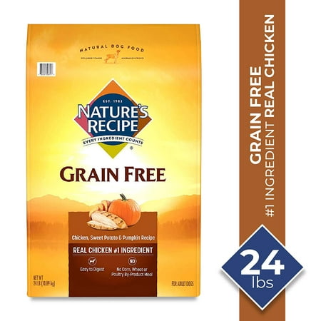 Nature's Recipe Grain Free Chicken, Sweet Potato & Pumpkin Recipe Dry Dog Food, 24 Pounds, Easy to Digest