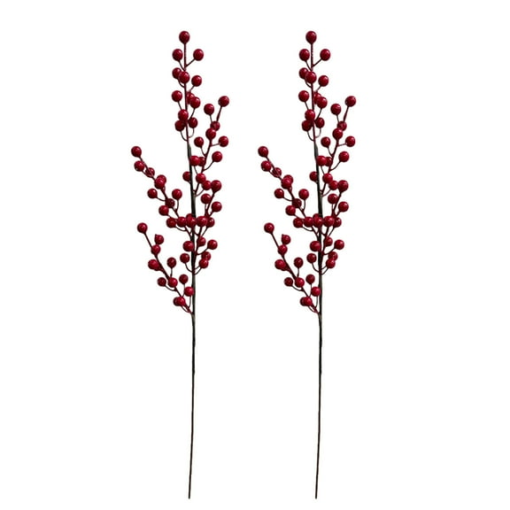 Festive Set of 2 Artificial Christmas Berry Stems - Perfect for Holiday Décor