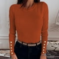 thumbnail image 2 of Lilgiuy Women's Autumn And Winter Casual Button Round Neck Long Sleeve Solid Color Sweater Tops Blouse,Orange,10(XL) Winter Fashion 2022, 2 of 5