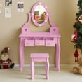 thumbnail image 3 of Ktaxon Kids Play Makeup Vanity Set with 3-Color Light, Girls Vanity Dresser Desk with Matching Stool, Purple, 3 of 7