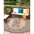 thumbnail image 2 of Unique Loom Outdoor Traditional Collection Area Rug - Gilded (5' 1" Round Multi/Red), 2 of 8