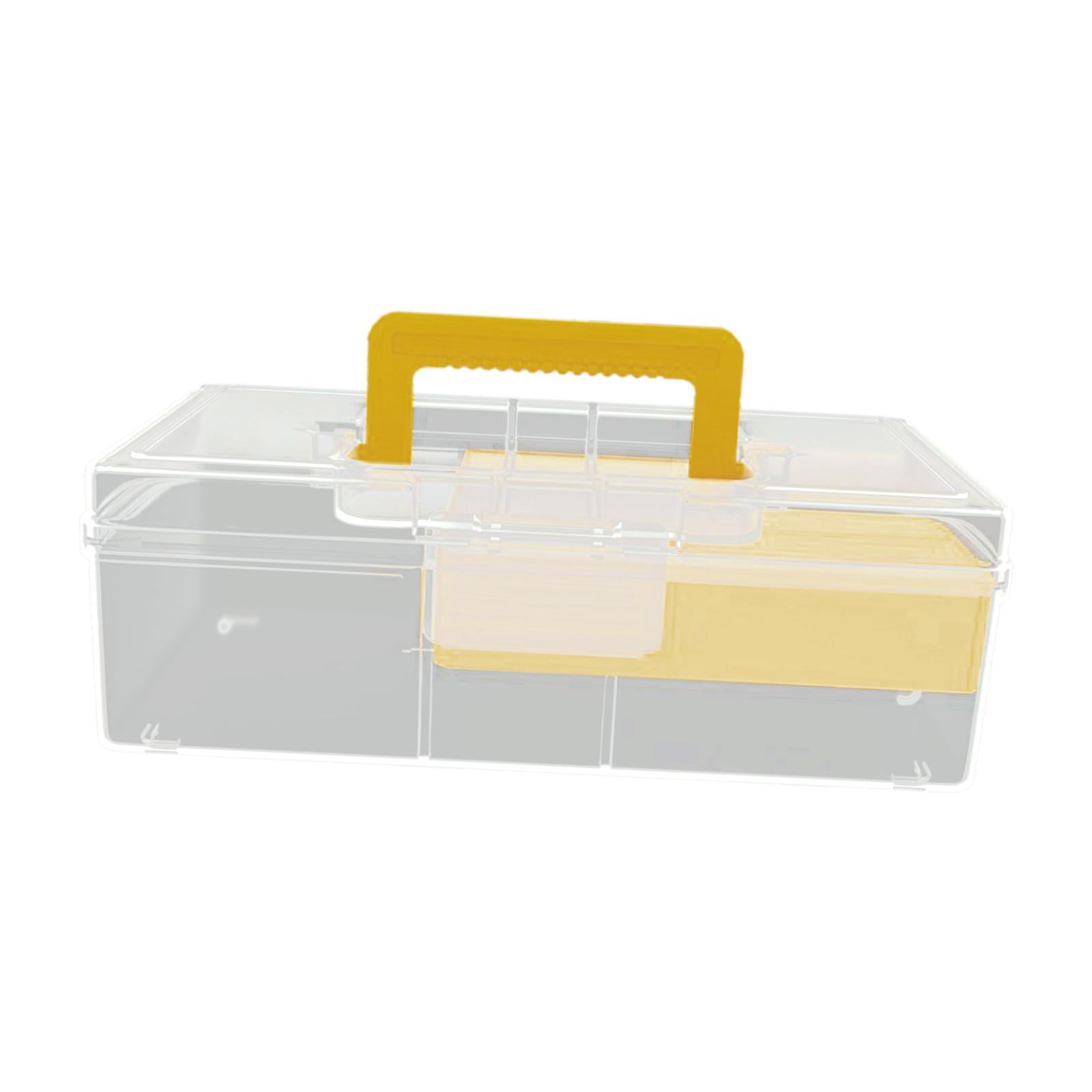 Wswqop Fishing Tackle Box 2 Layer with Handle Fishing Accessories Fly Fishing Hard Case yellow