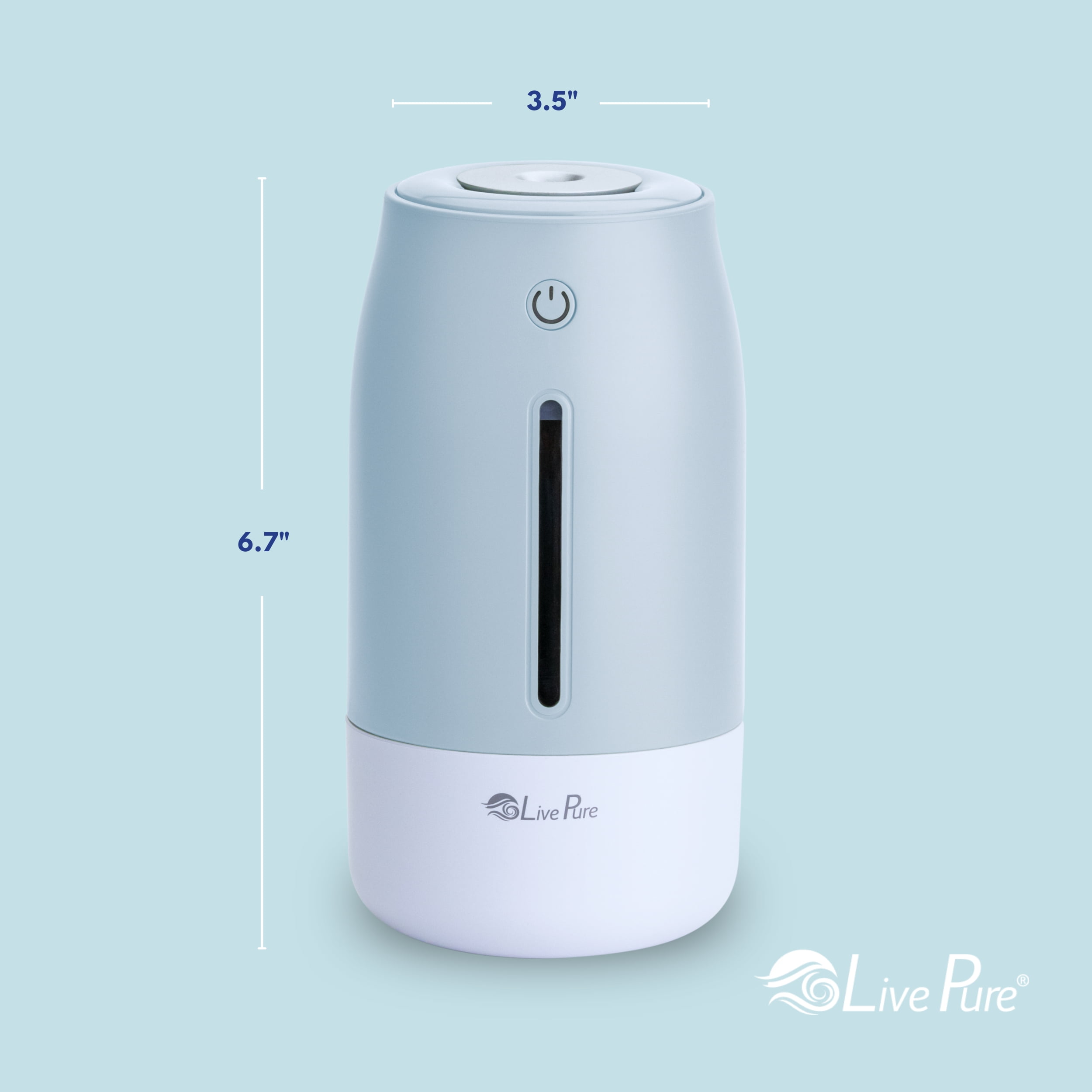 LivePure LP250 Aqua Glo Portable Cool Mist Humidifier. Mint Blue