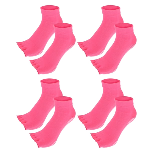 Calcetines de Cinco Dedos Unique Bargains Antideslizantes 4 Pares Rosa Roja