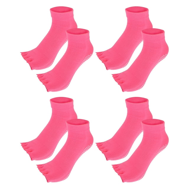 Calcetines de Cinco Dedos Unique Bargains Antideslizantes 4 Pares Rosa Roja