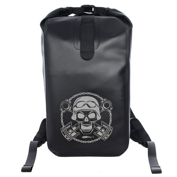 AFISHTOUR Motorcycle Backpack, 25L Roll Top Waterproof Backpack with Adjustable Chest & Waist Straps (Black)