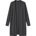 thumbnail image 3 of uublik Jackets for Women Trendy Dark Gray Outdoor Open Front Casual Long Fall Winter Coat with Pockets, 3 of 3