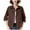 Brown Jacket for Women, variant on jtjvou Womens Cropped Jacket Solid Collar Coat Cargo Jacket Barn Jackets Outerwear with Pockets Long Sleeve Lightweight Coat Red M