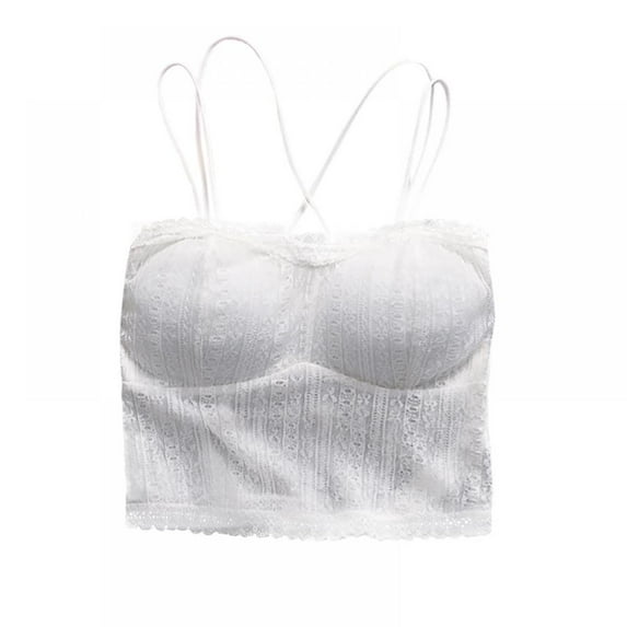 Xinhuaya Women Sleeveless Lace Cotton Underwear Off Shoulder Slim Top Tube