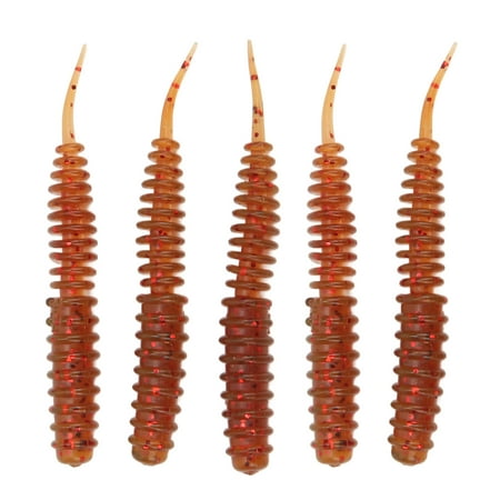 5pcs Threaded Maggot Artificial Bait Tear Resistance Portable Needle Tail Grub Fishing LureOrange