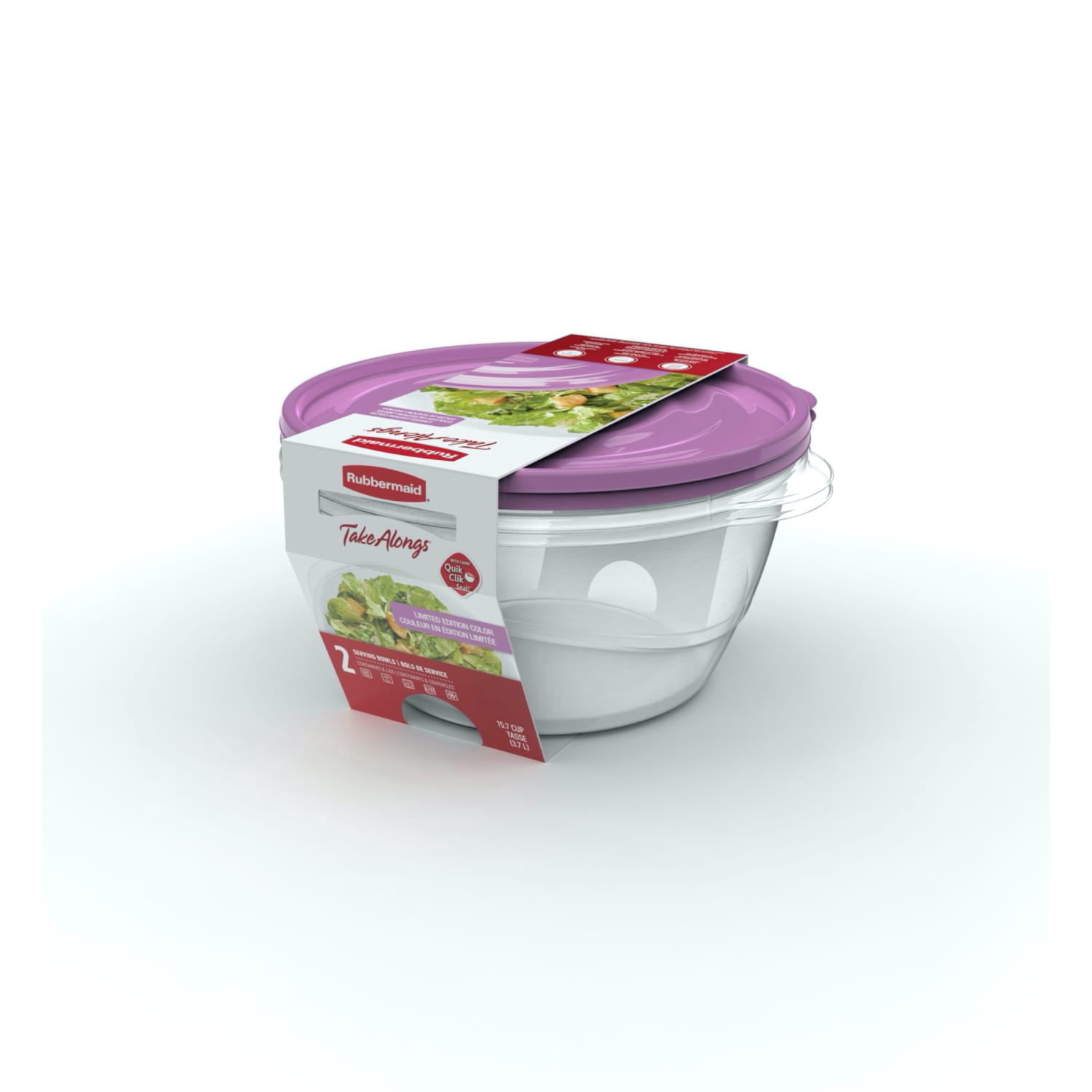 Rubbermaid TakeAlongs 3.7-Litre (15.7 Cup) Round Food Storage Containers, Special-Edition Orchid Purple, 2 Pack