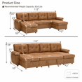thumbnail image 6 of Muumblus 112" U-Shaped Sectional Sofa Bed with Dual Storage Chaises, Convertible Sleeper Sofa for Living Room, Brown Faux Leather, 6 of 6