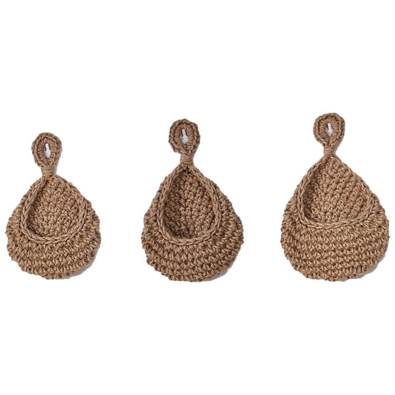 Jute Hanging Basket Wall planters-Plants Succulent Wall Decor,Teardrop Hanging Outside Diameter for in/Outdoor Fence Planter 3 pack
