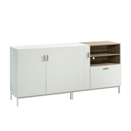 Sauder - Anda Norr Modular Credenza for Most Flat-Panel TVs Up to 60" - White With Sky Oak Accents