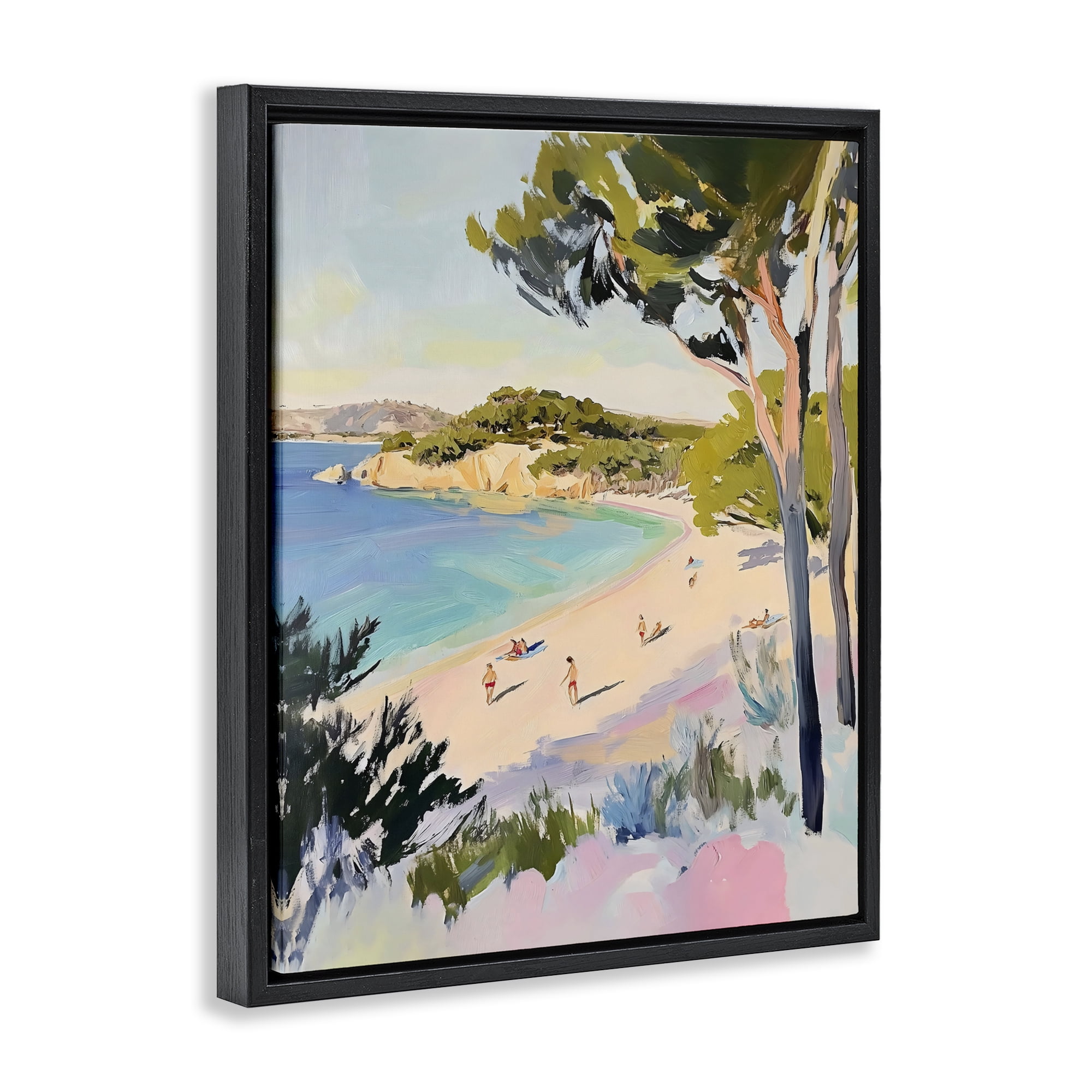 Stupell Industries Amalfi Coast Beach Escape Black Framed Floater Canvas Wall Art, design by The Prints Vibe
