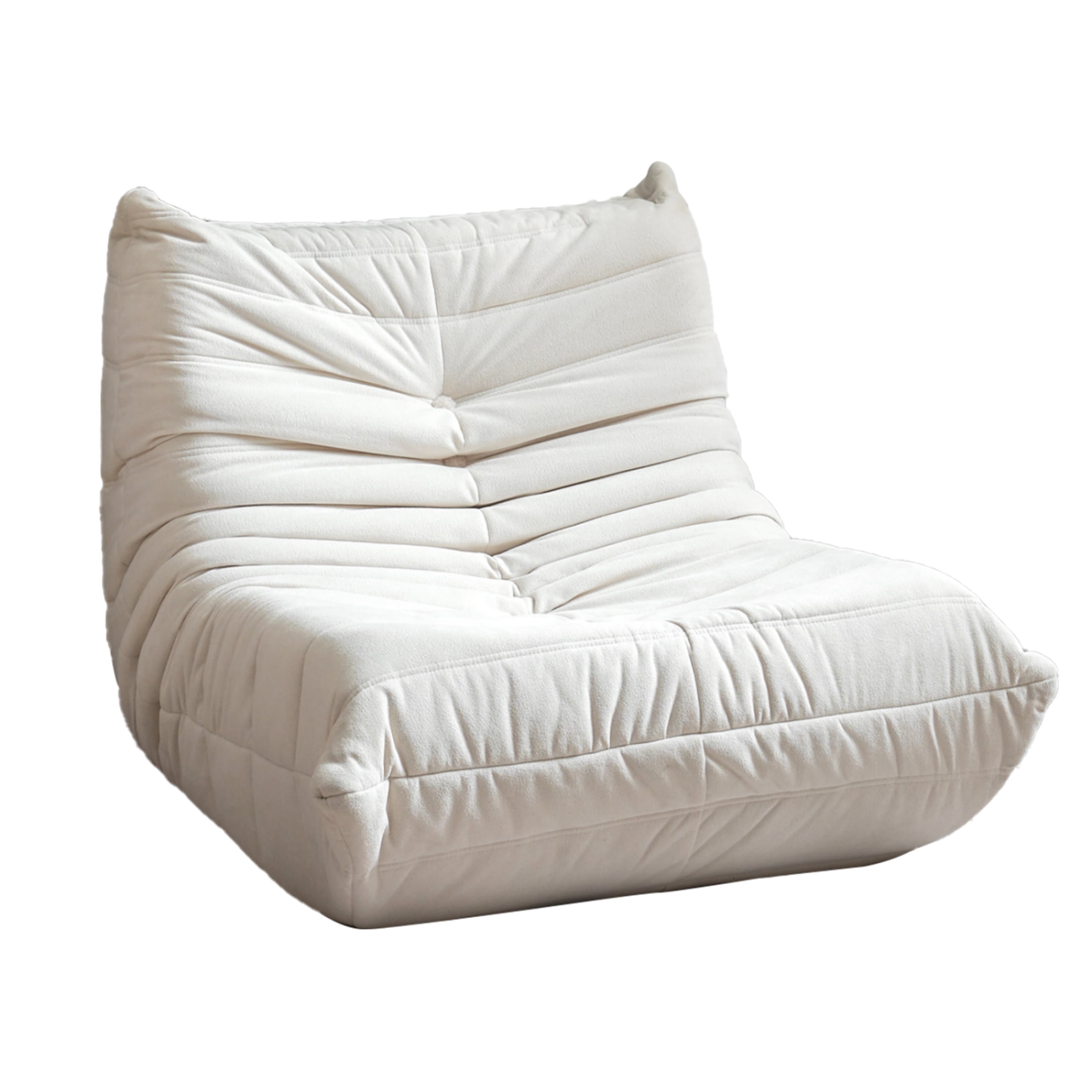 Aukfa Bean Bag Chair, Lazy Floor Sofa Lounger, Sponge Sofa Chairs for Adults, Fireside Chair for Living Room Bedroom, White