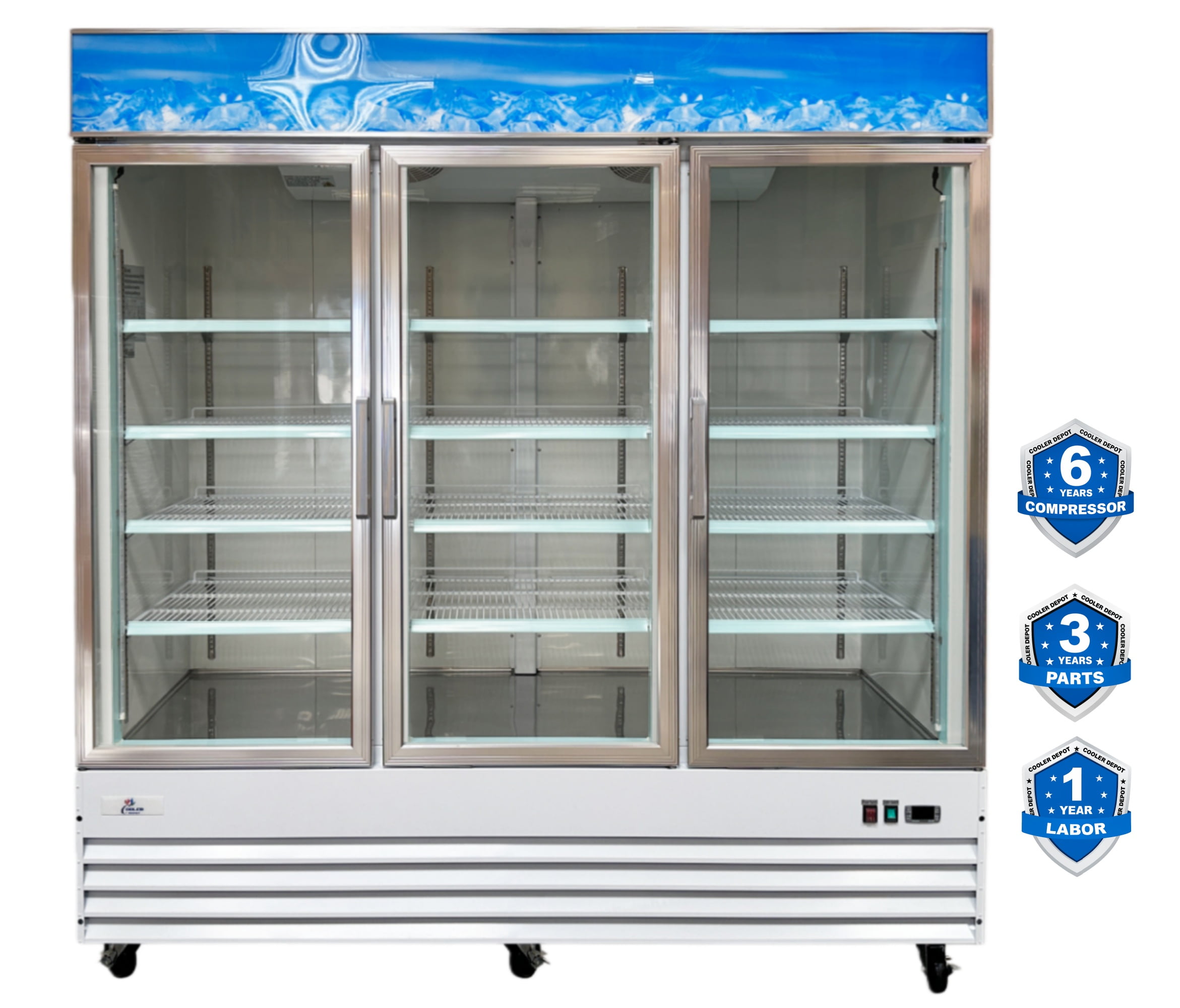 Cooler Depot 53 Cu. Ft. 78.3 Inches 3 Glass Door Commercial Beverage Display Refrigerator