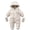 Beige, variant on EnJoCho Thick Warm Hooded Footed Coverall for Infant Boys Girls, Winter Pram Jumpsuit with Mittens and Sherpa Trim Hood for Baby Boys Girls for Baby Boys Girls