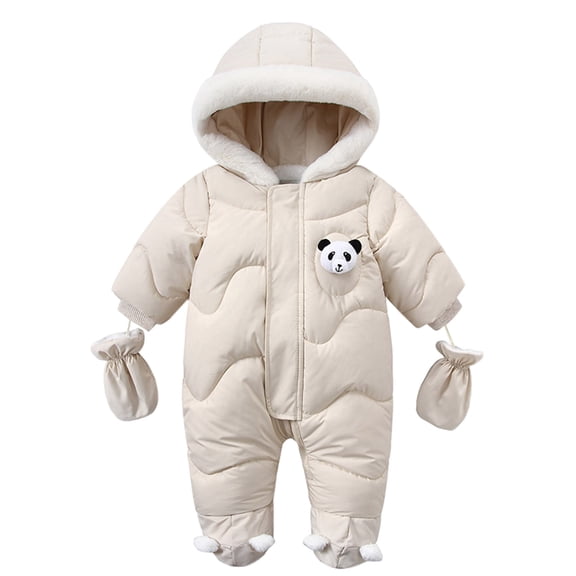 Mercatoo Baby Snowsuit Fall Rompe1 Fleece Long Sleeve Footed Winter Puffer Suit Cartoo1 Cute Gloves Warm Newborn 2 Piece Outfit